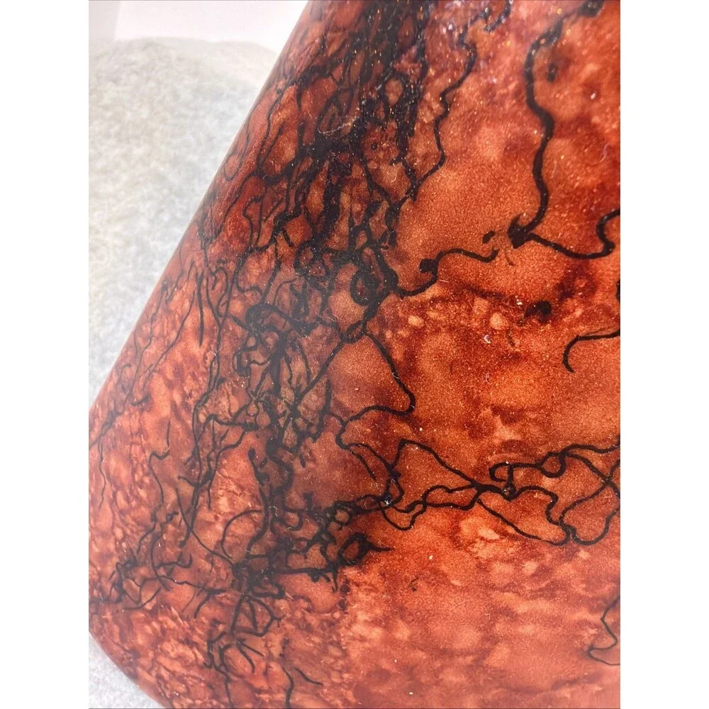 Deb Burckhard Signed Horse Hair Pottery Vase Turning Leaf Design Red Textured